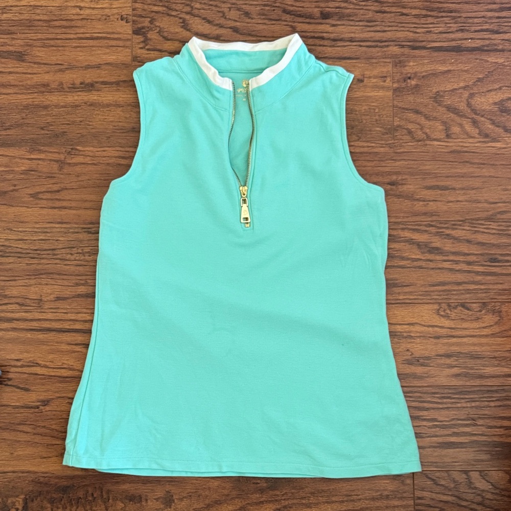 Spartina 449 Serena Mint Green Sleeveless Half-zip top